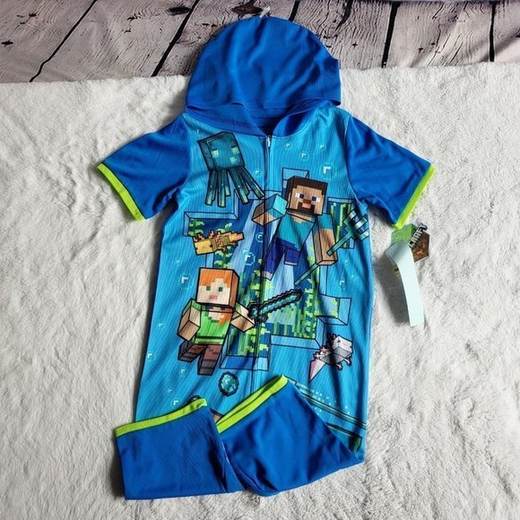 Boys' Minecraft Caves and Cliffs Pajama Romper, 3KIDN-AB - Picture 2 of 4
